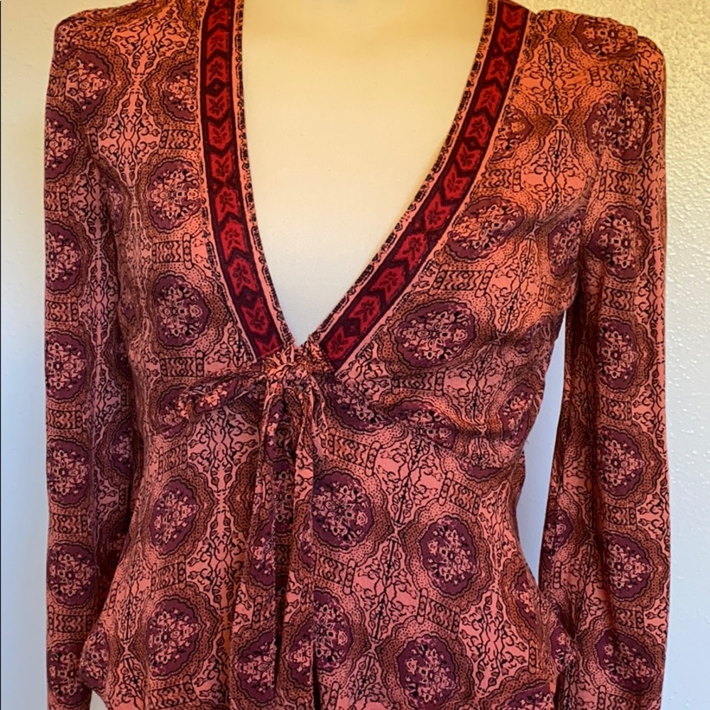 Free People long sleeve rust Indian style blouse